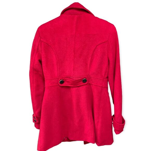 NWT 2B BeBe Winter Red Military Leopard amazing Soft Pea Coats size Small - Picture 3 of 5